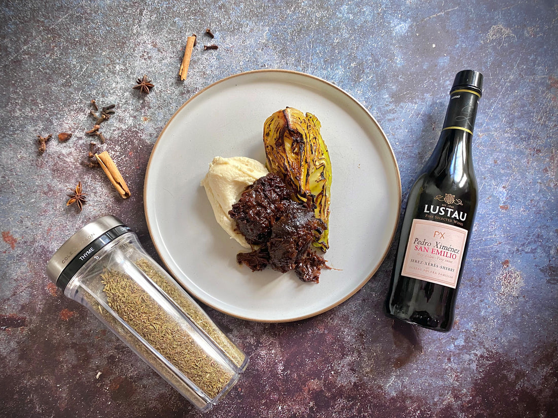 Mother's Day | Beef Cheeks in Sweet Sherry and Spices, Celeriac Mash, Charred Hispi Cabbage Cole & Mason UK