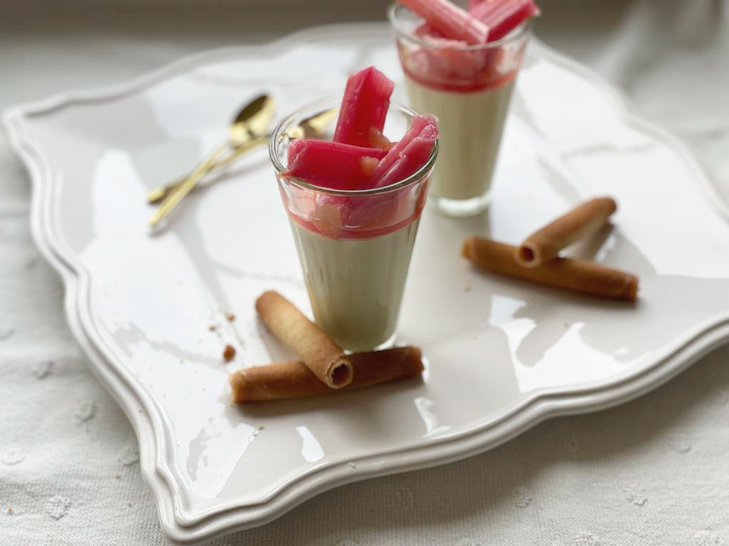 Lemon Possets with Roasted Rhubarb and Ginger Cole & Mason UK