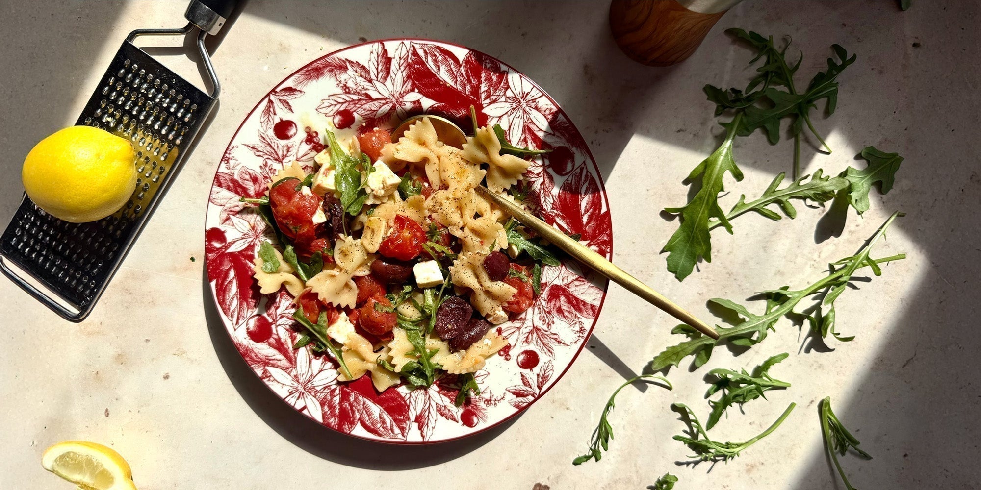 Mediterranean Pasta Salad with Feta & Olives | Cole & Mason Summer Recipe