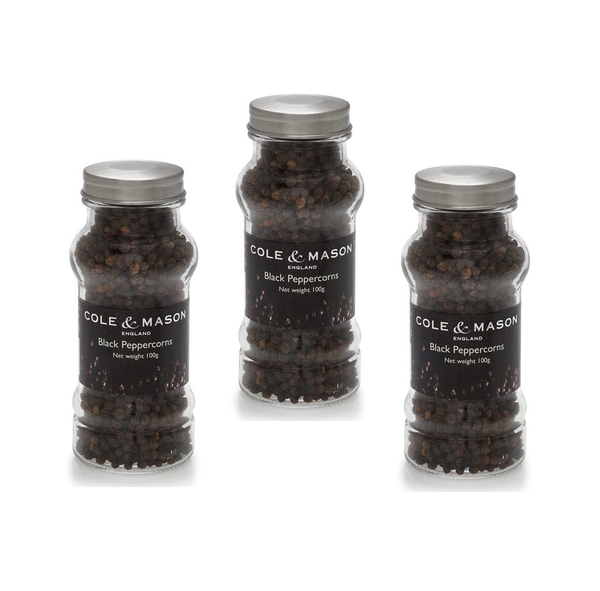 Black Peppercorns in Refill Jars 100g x3