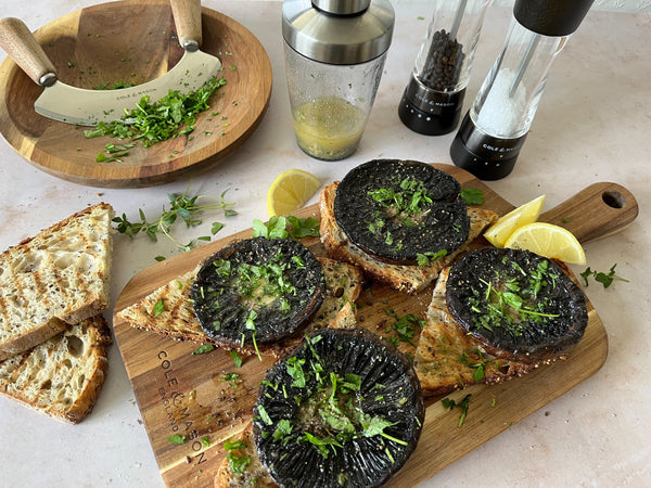 Barbecued Portobello Mushrooms with Garlic and Herb Dressing Cole & Mason UK