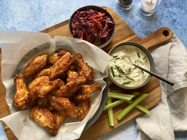 Air Fryer Crispy Chicken Wings with Slaw and Ranch Dip Cole & Mason UK