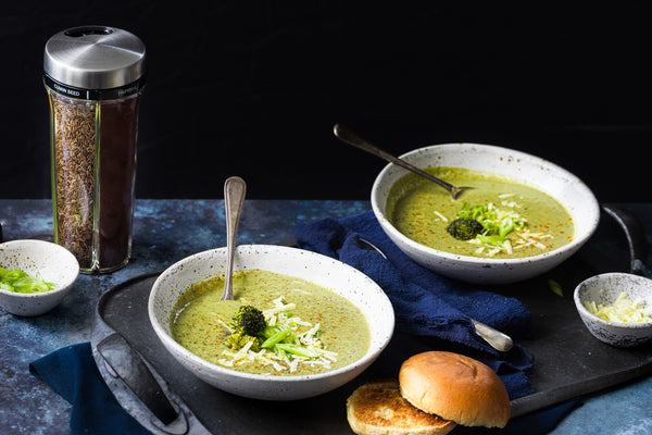 Roasted Broccoli Cheddar Soup recipe Cole & Mason UK
