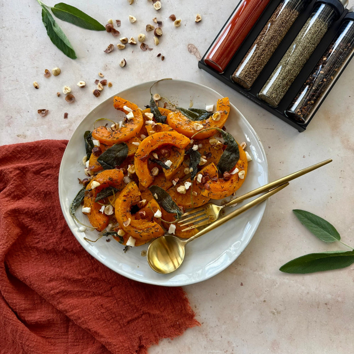 Roasted Squash with Sage Butter and Hazelnuts