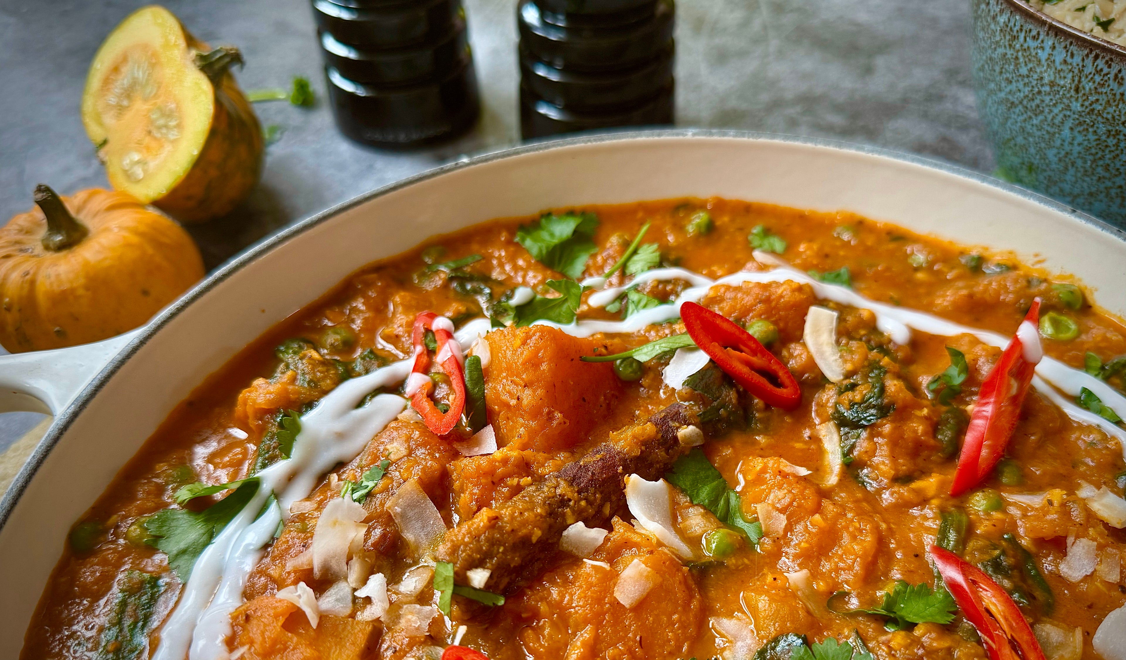 Pumpkin, Pea and Spinach Curry Cole & Mason UK
