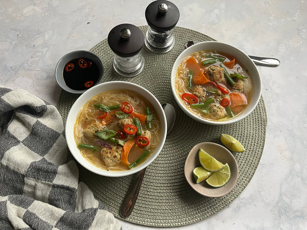 Chilli Chicken Meatball and Noodle Soup