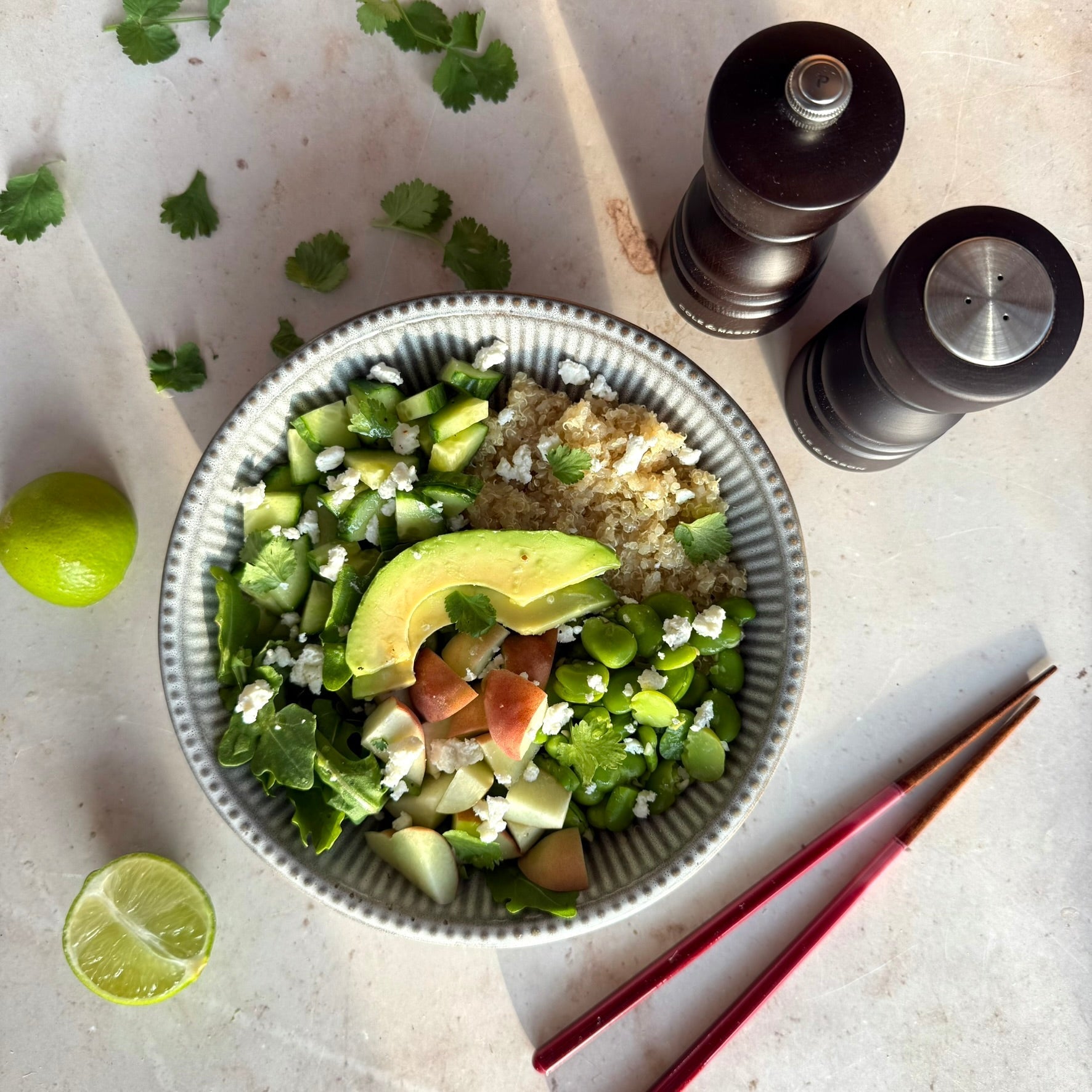 Peach, Quinoa & Goats Cheese Nourish Bowl