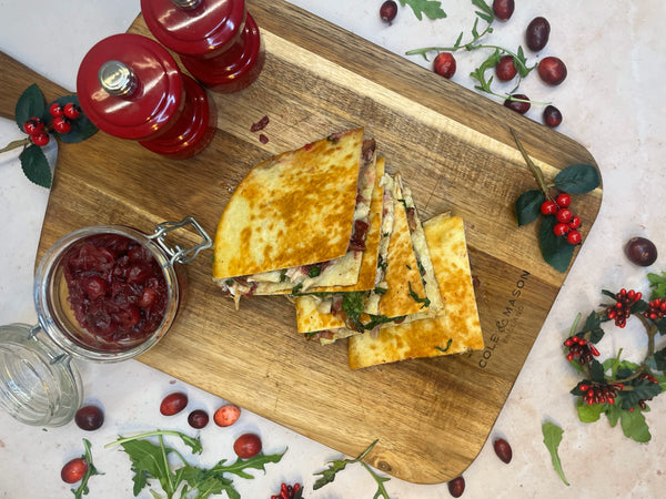 Christmas Quesadillas with homemade Cranberry Relish