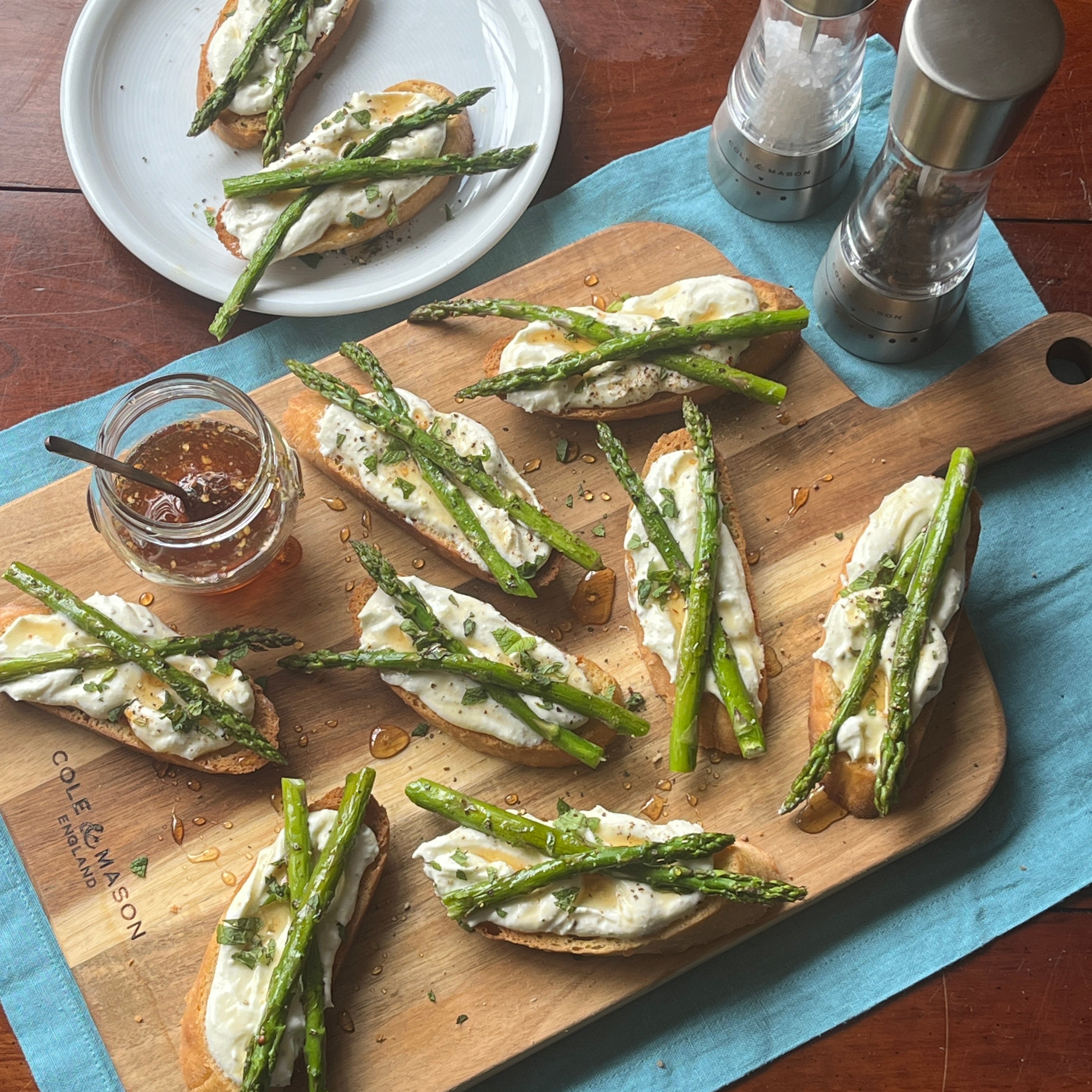 Roasted Asparagus & Whipped Feta Crostini