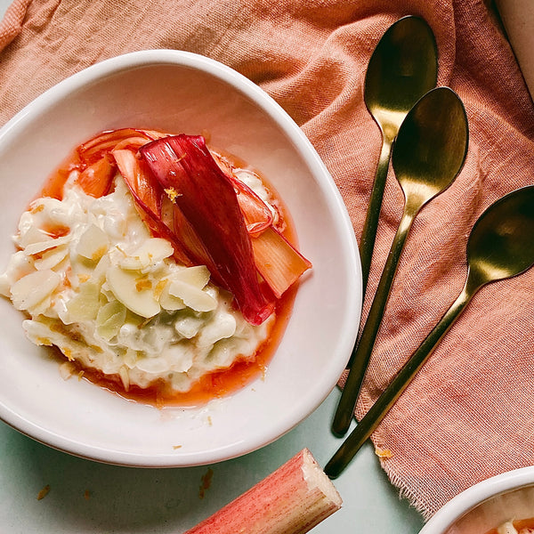 Creamy Rice Pudding with Candied Rhubarb