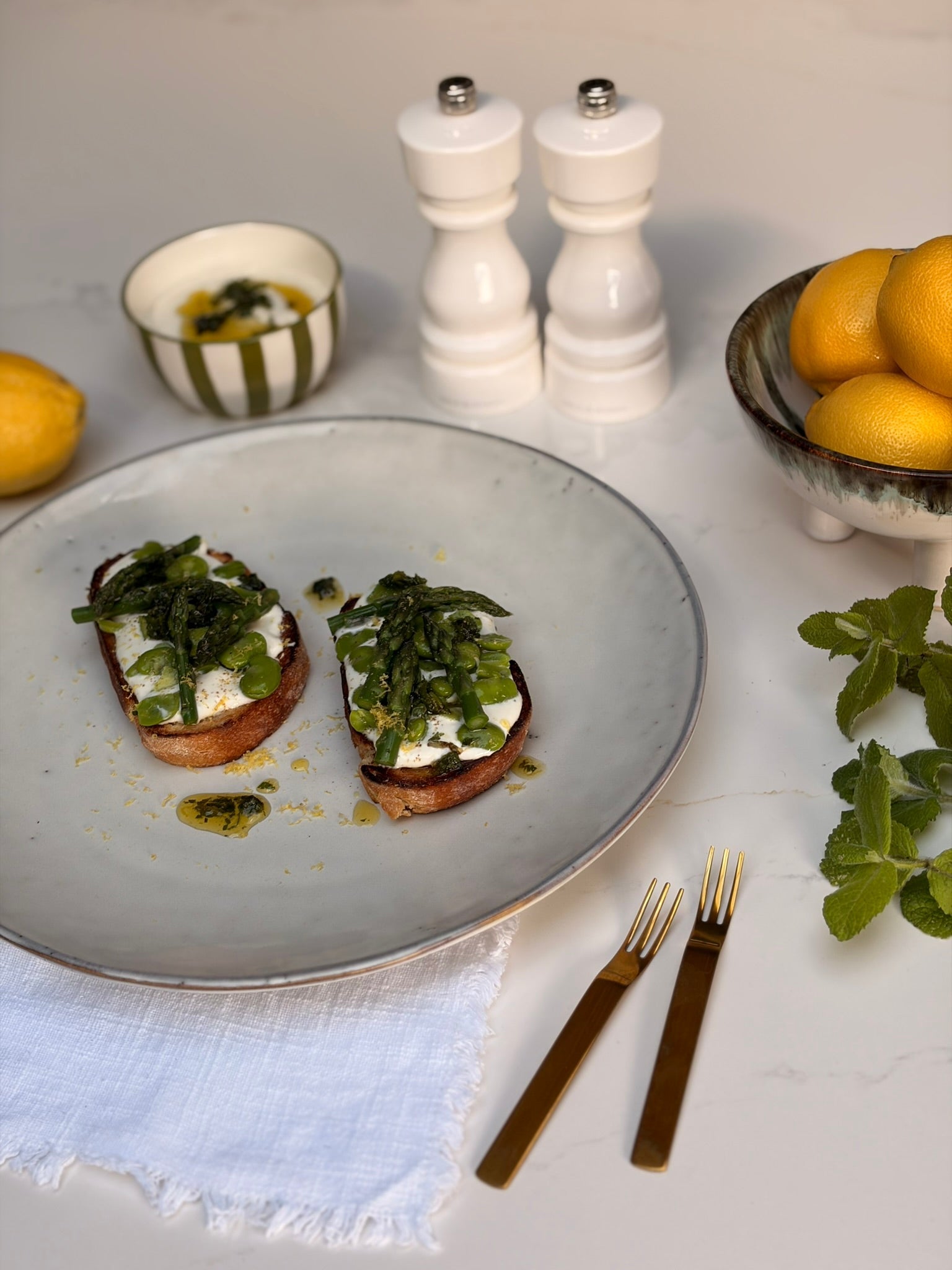 Whipped Goat’s Cheese & Broad Bean Bruschetta
