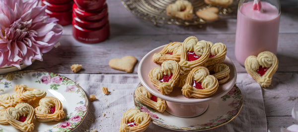 Peppered shortbread and plum butter hearts