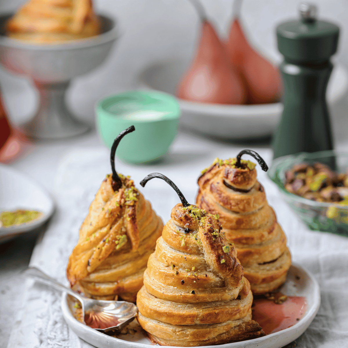 Rosé Spiced Pears in Pastry
