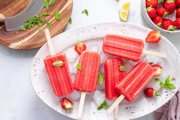 Easy Strawberry & Mint Popsicles