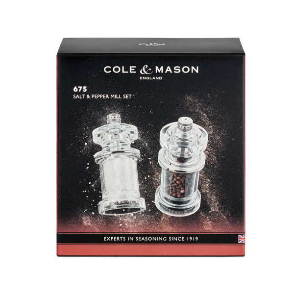 675 Acrylic Salt and Pepper Mill 118mm Cole & Mason UK