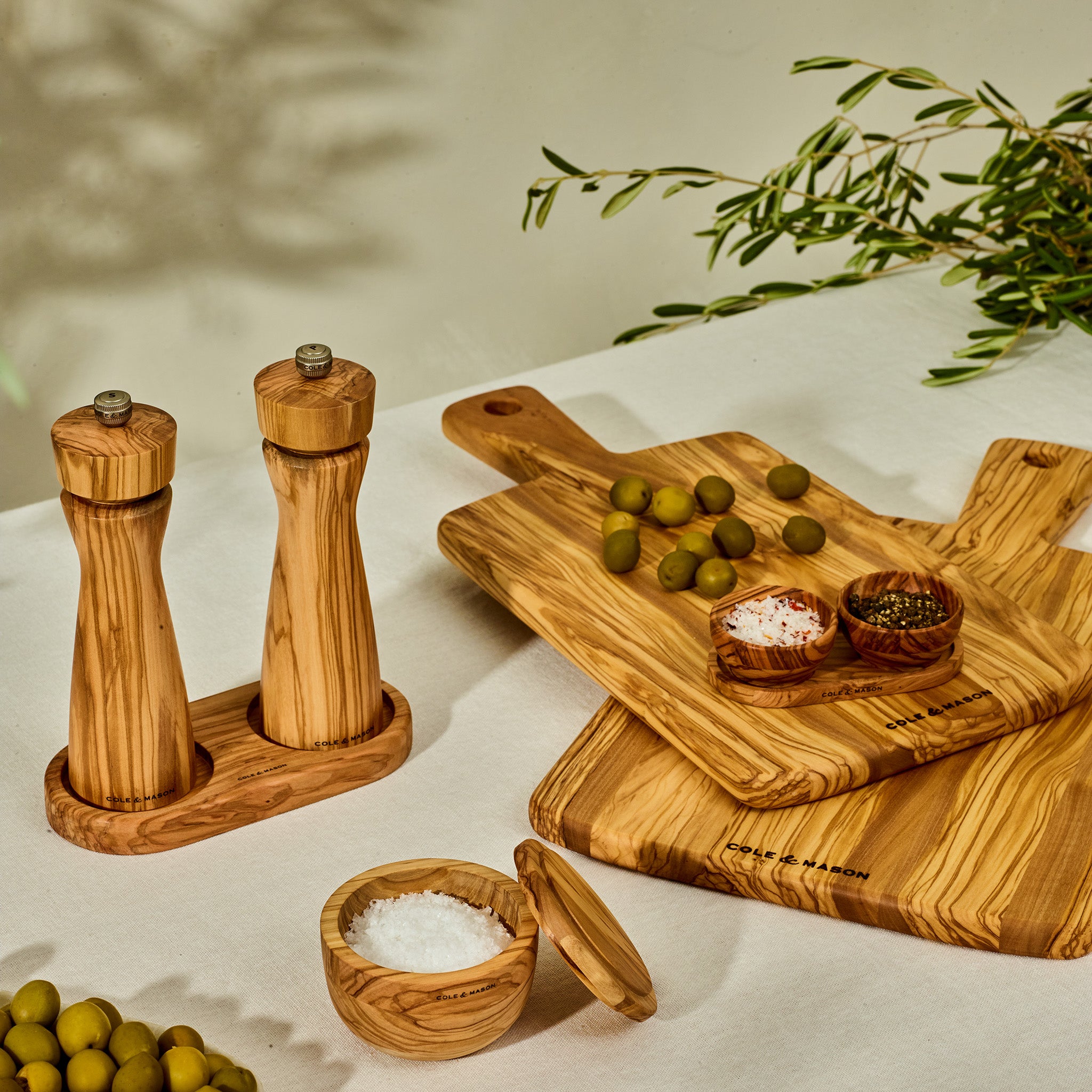 Olive Wood Salt & Pepper Mills Set | Portobello Collection