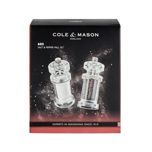 605 Acrylic Salt and Pepper Mill 144mm Cole & Mason UK