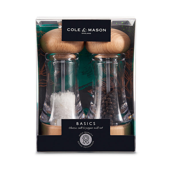 Basics Wood Salt & Pepper Mill Set 180mm