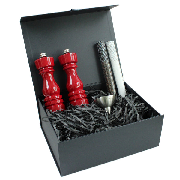 Christmas Gift Box with London Gloss Wood 180mm Mills, Refills & Funnel