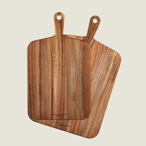 Two Cole & Mason Barkway boards overlap on a light background. Both feature natural acacia wood grain, rounded edges, and handles—an essential 2-piece bundle for any kitchen.