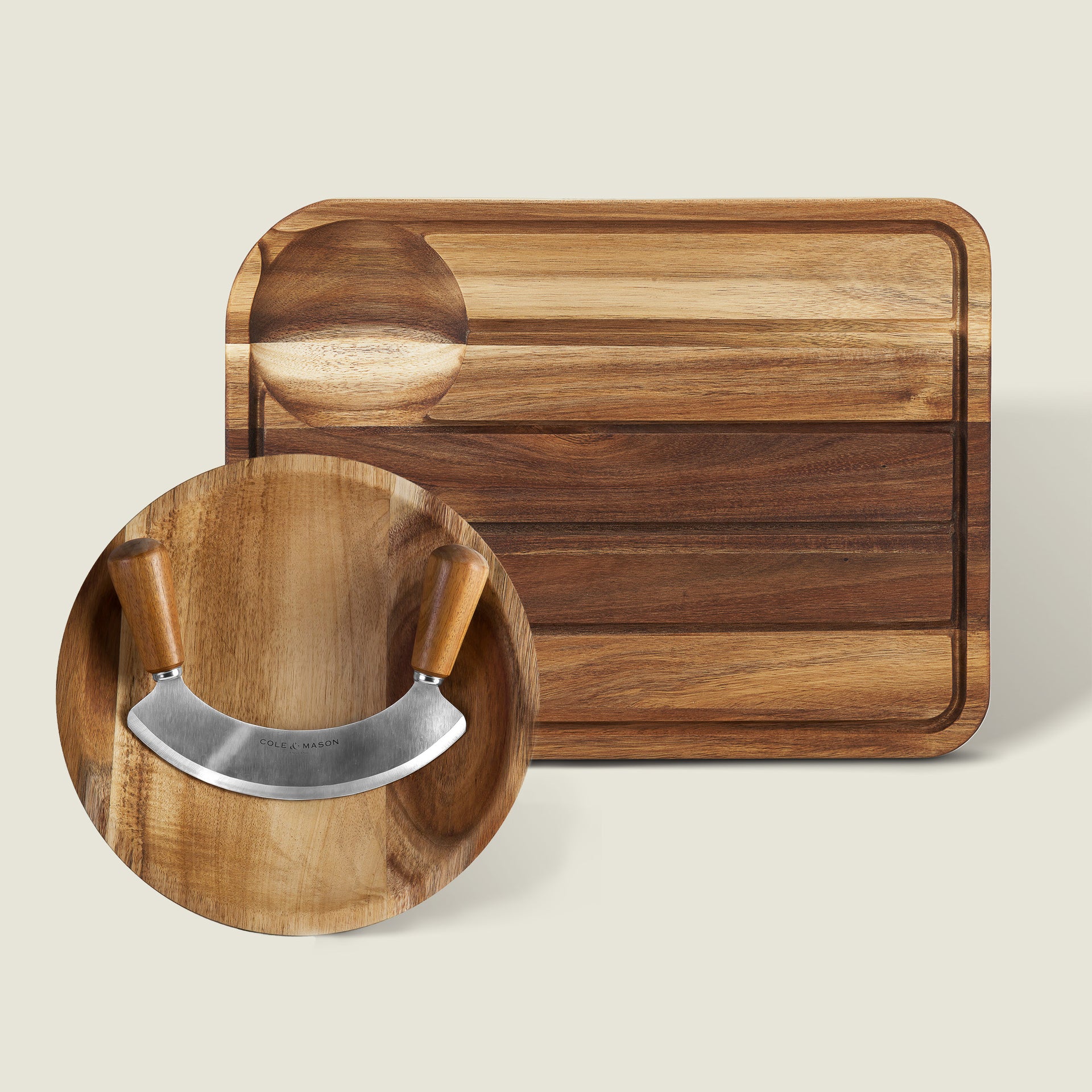 Berden Carving Board & Ashden Mezzaluna Bundle