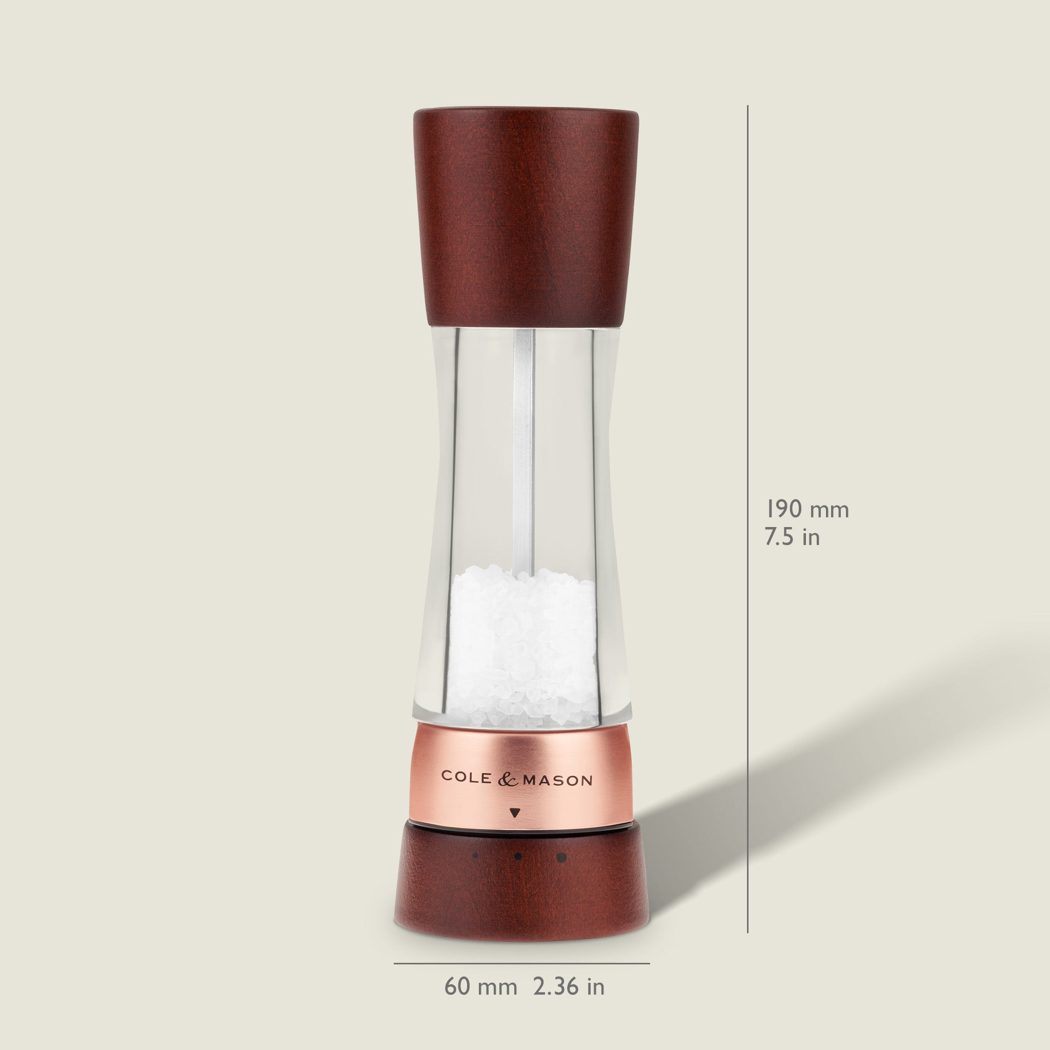 Cole & Mason Derwent Chestnut Rose Gold Salt & Pepper Mills