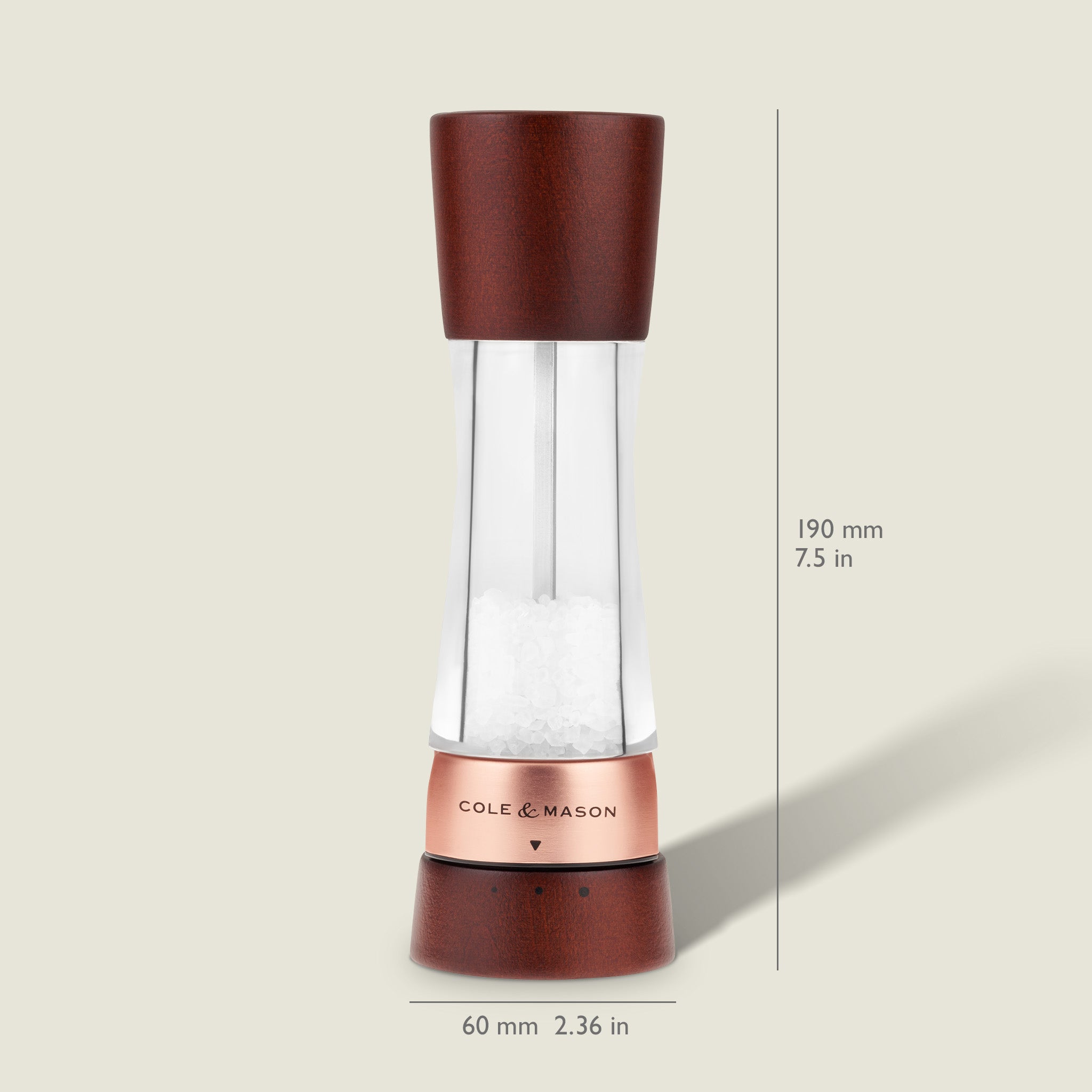 Cole & Mason Derwent Chestnut Rose Gold Salt & Pepper Mills