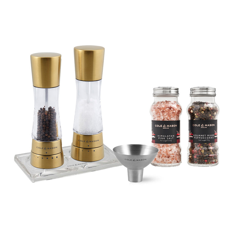 Derwent Salt & Pepper Mill 190mm, Funnel, Tray & Refills set