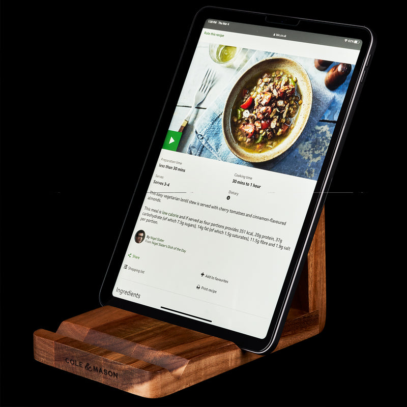 Buckland Acacia Recipe Cook Book & Tablet Stand Cole & Mason UK