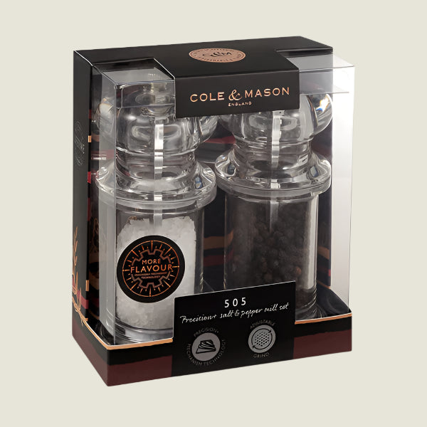 505 Acrylic Salt & Pepper Mill 140mm Cole & Mason UK